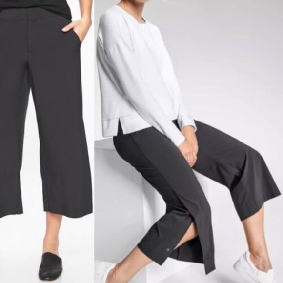 Athleta Pants - Athleta Tribeca Snap Ankle Crop Pants Black Athletic Women's Size 8 H13384